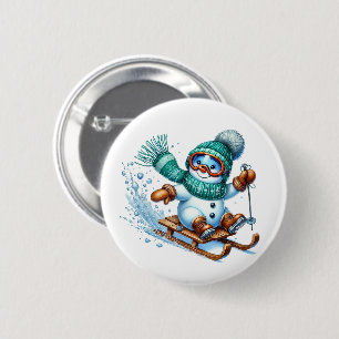Christmas Snowman 6 Cm Round Badge