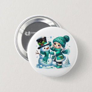 Christmas Snowman 6 Cm Round Badge
