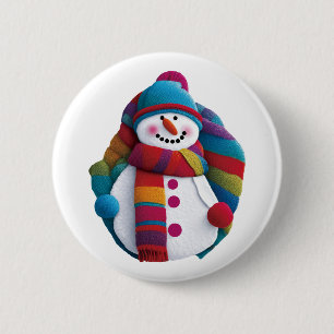 Christmas Snowman 6 Cm Round Badge