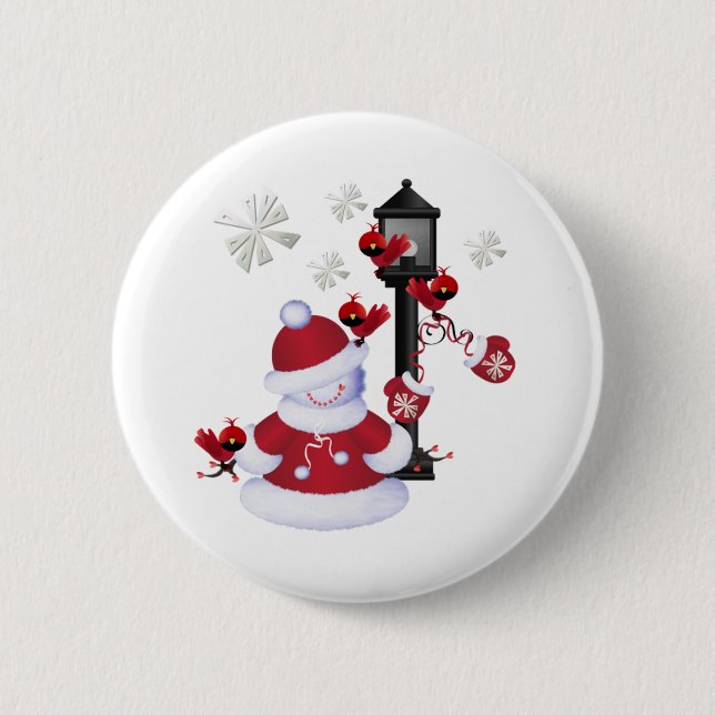 Christmas Snowman 6 Cm Round Badge (Front)