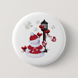 Christmas Snowman 6 Cm Round Badge