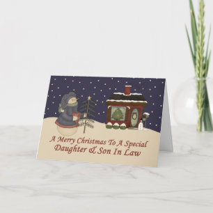 Christmas Snowman A Special Daughter & Son In Law Holiday Card