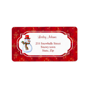 Christmas Snowman Address  Label