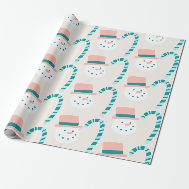 Christmas snowman and candycanes  wrapping paper (Unrolled)