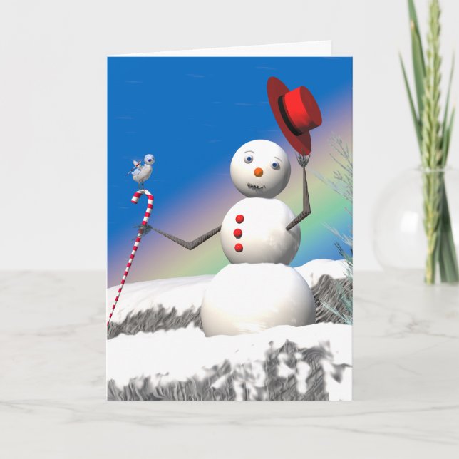 Christmas Snowman and Friend Holiday Card (Front)