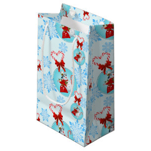 Christmas Snowman and Gentle Snowflakes Small Gift Bag