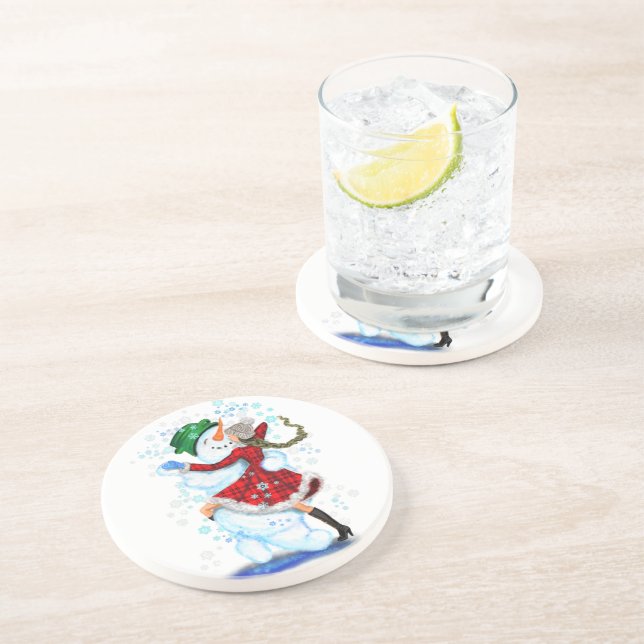Christmas Snowman and Girl Dancers Coasters (Side)