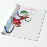 Christmas Snowman and Girl Dancing Wrapping Paper<br><div class="desc">Wrapping Paper with Happy Snowman and Girl Dance Tango Christmas Party Fun Cartoon Drawing - Choose / Add Your Unique Text / Name / Color - Make Your Special Gift - Resize and move or remove and add elements / text with customization tool ! Drawing and Design by MIGNED. Please...</div>