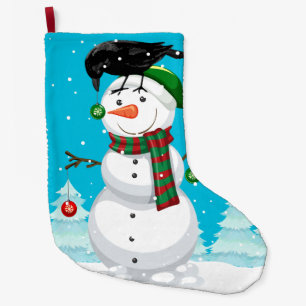 Christmas Snowman and Raven Large Christmas Stocking