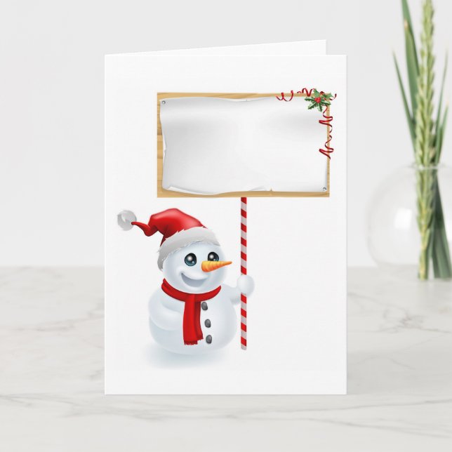 Christmas Snowman and Sign Holiday Card (Front)