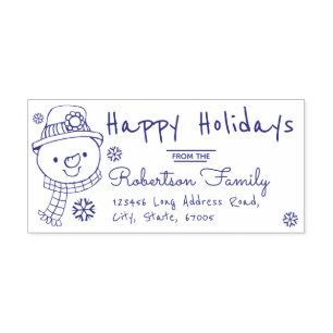 Christmas Snowman and Snowflakes Return Address Self-inking Stamp