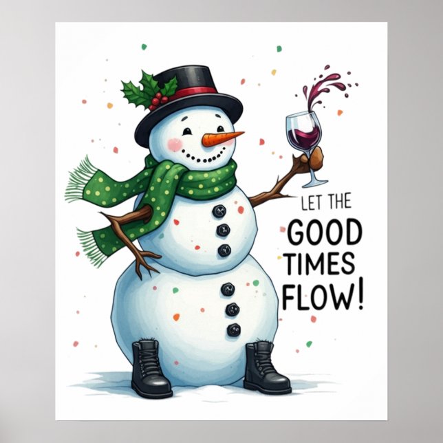Christmas snowman bar lounge drinking party  poster (Front)
