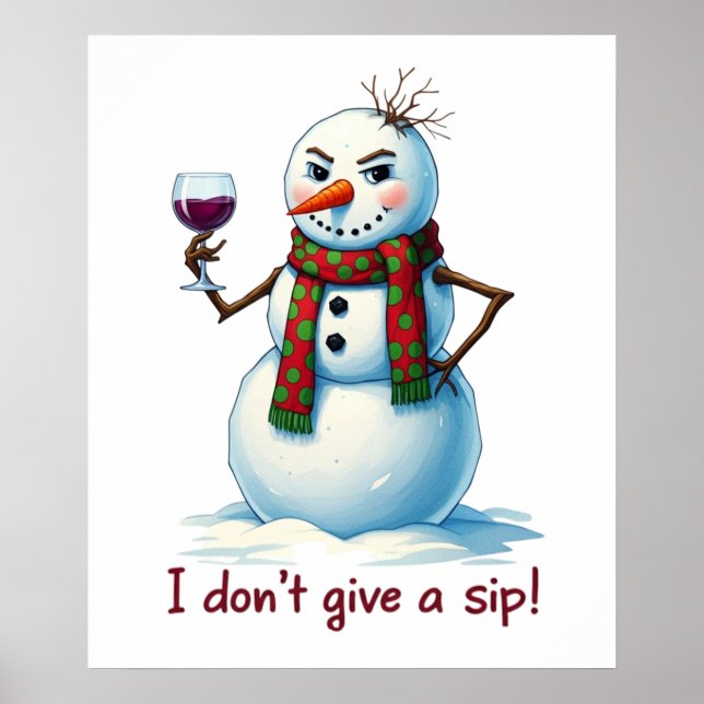 Christmas snowman bar lounge drinking party wine  poster (Front)