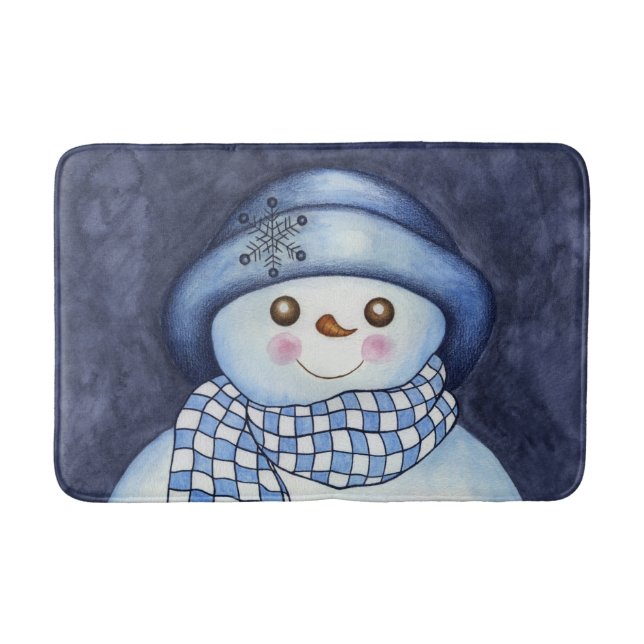 Christmas Snowman Bath Mat Bathroom Rug Decoration (Front)
