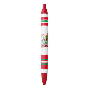 Christmas snowman black ink pen