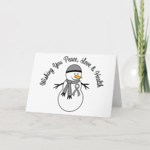 Christmas Snowman Brain Cancer Ribbon Holiday Card