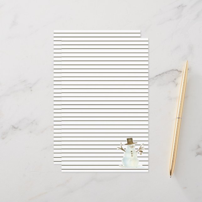 Christmas Snowman Brown Lined Personalised Holiday (Front/Back In Situ)