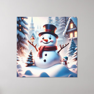 Christmas Snowman Canvas Print