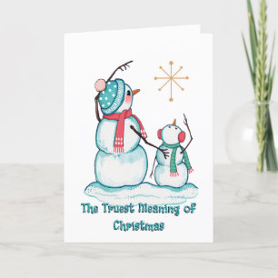 Christmas Snowman Card Religious Christmas Star