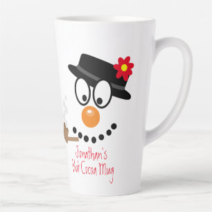 Christmas Snowman Cartoon Personalised Hot Cocoa Latte Mug