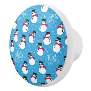 Christmas snowman ceramic knob