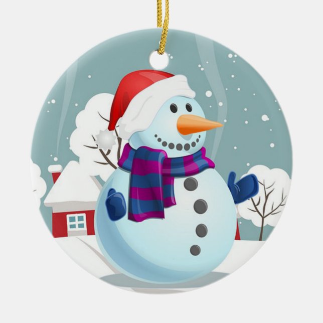 Christmas Snowman Ceramic Tree Decoration (Front)