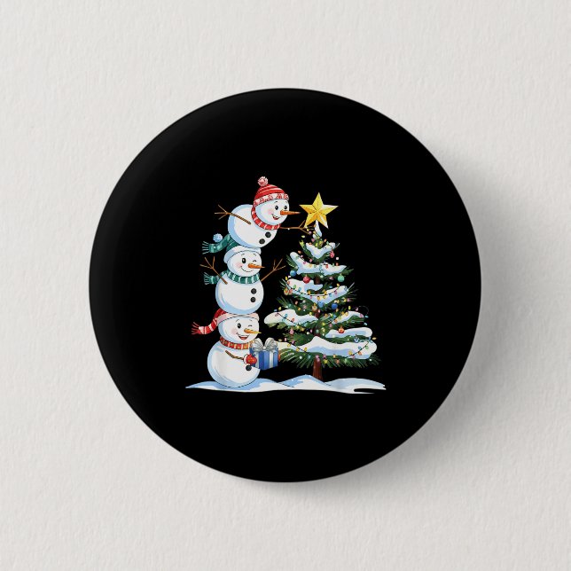 Christmas Snowman Christmas Tree Funny Snowman Lov 6 Cm Round Badge (Front)