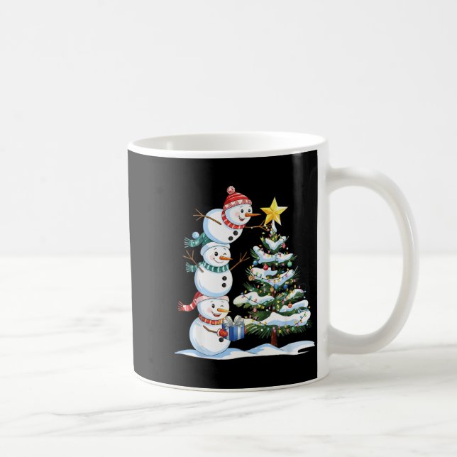 Christmas Snowman Christmas Tree Funny Snowman Lov Coffee Mug (Right)