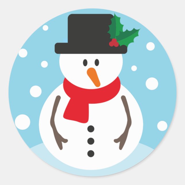 Christmas Snowman Classic Round Sticker (Front)