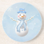 Christmas snowman Coaster<br><div class="desc">Funny Snowman on a light blue background.</div>