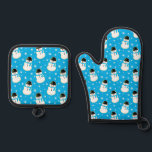 Christmas Snowman Cookie Pattern Oven Mitt & Pot Holder Set<br><div class="desc">Get into the Christmas spirit with this yummy, snowman cookie pattern on a custom oven mitt and pot holder set! Fun to use throughout the holiday season. This design was inspired by the snowman sugar cookies that I bake and decorate every Christmas. Change the blue background colour to any colour...</div>