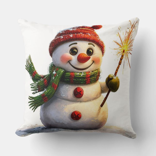 Christmas snowman cosy home accent cushion (Front)