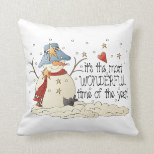 Christmas snowman Country Holiday throw pillow