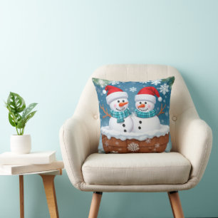 Christmas Snowman Couple Cushion