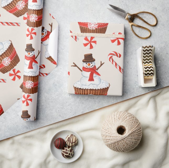 Christmas Snowman Cupcake Wrapping Paper (Crafts)