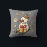 Christmas Snowman Cushion<br><div class="desc">A cute snowman on a sleigh with a present,  a little letter and Christmas decorations.</div>