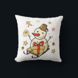 Christmas Snowman Cushion<br><div class="desc">A cute snowman on a sleigh with a present,  a little letter and Christmas decorations.</div>