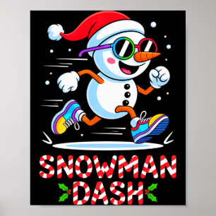 Christmas Snowman Dash Running Runner Marathon Tea Poster