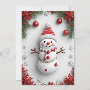 Christmas Snowman Decorated with Pine Branches Card