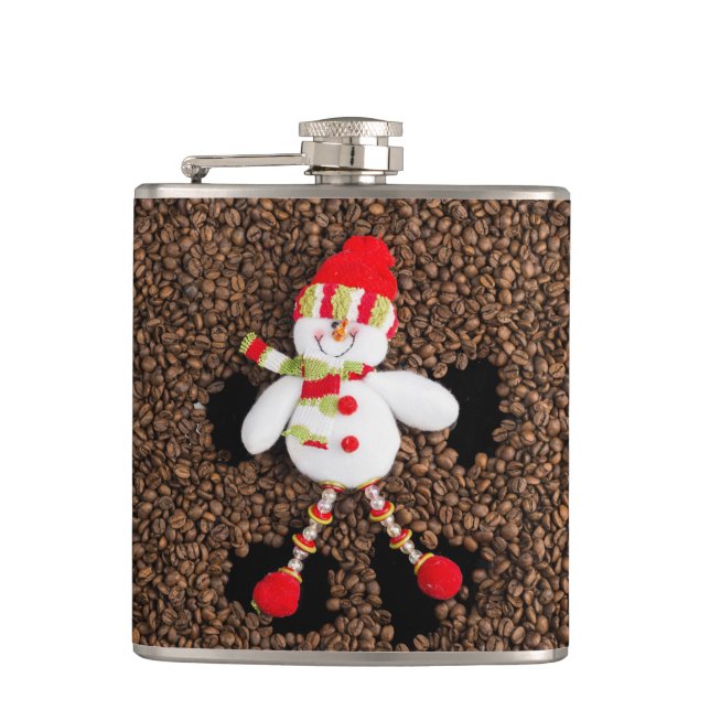 Christmas snowman decoration hip flask (Front)