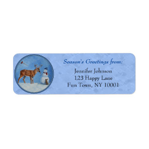 Christmas Snowman Deer Cute Bunny Blue