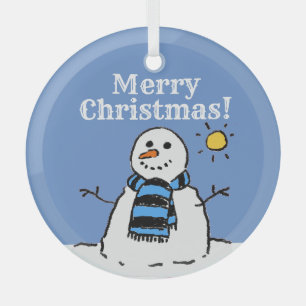 Christmas Snowman Design with Merry Christmas Glass Tree Decoration