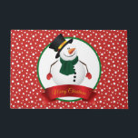 Christmas Snowman Doormat<br><div class="desc">This doormat is shown in a festive Christmas snowman print design.
Customise this item or buy as is.
Stock Image</div>