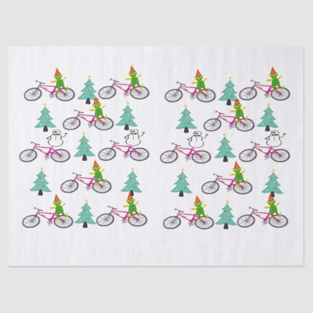 Christmas Snowman Elf Tissue Paper Bicycle (Front)