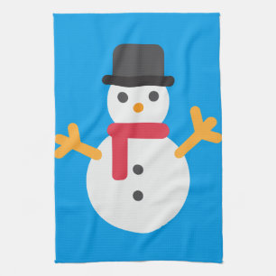 christmas snowman emoji tea towel