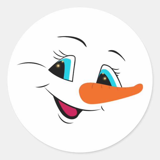 Christmas Snowman Face Personalised Cute Holiday Classic Round Sticker (Front)
