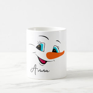 Christmas Snowman Face Personalised Name Holiday  Coffee Mug