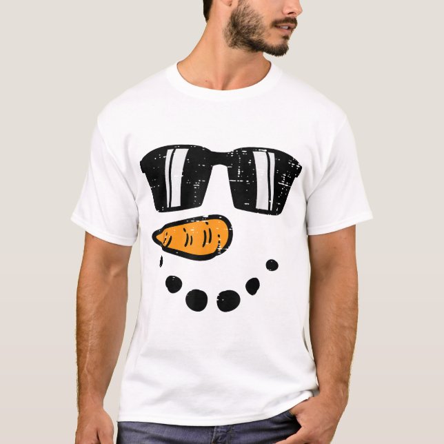 Christmas Snowman Face Sunglasses Xmas Men Women  T-Shirt (Front)