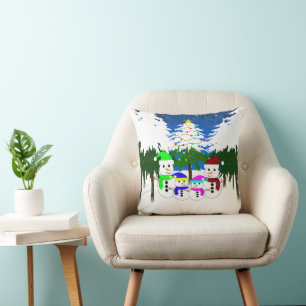 Christmas Snowman Family Cushion
