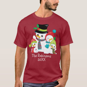 Christmas Snowman Family Mum Dad Children Family T-Shirt